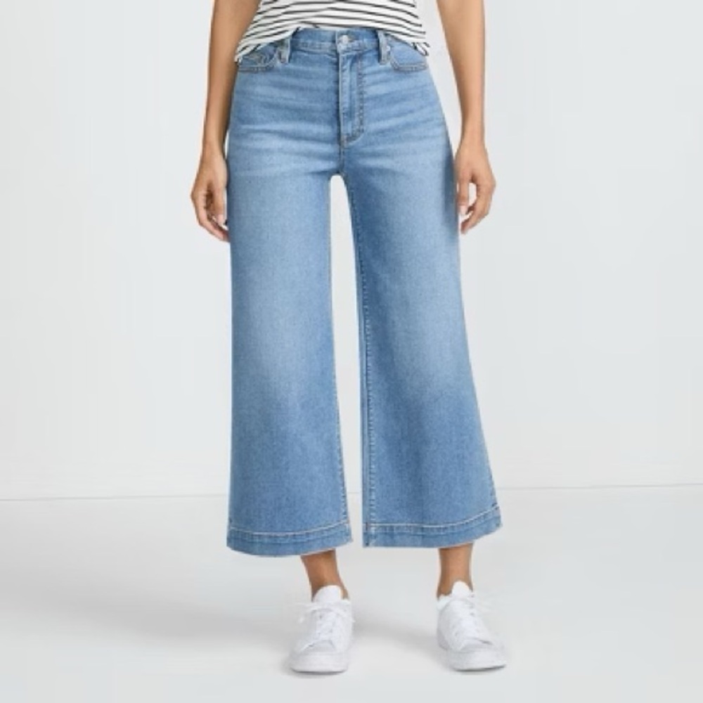 Lands' End Women's Light Blue Wide Leg Jeans